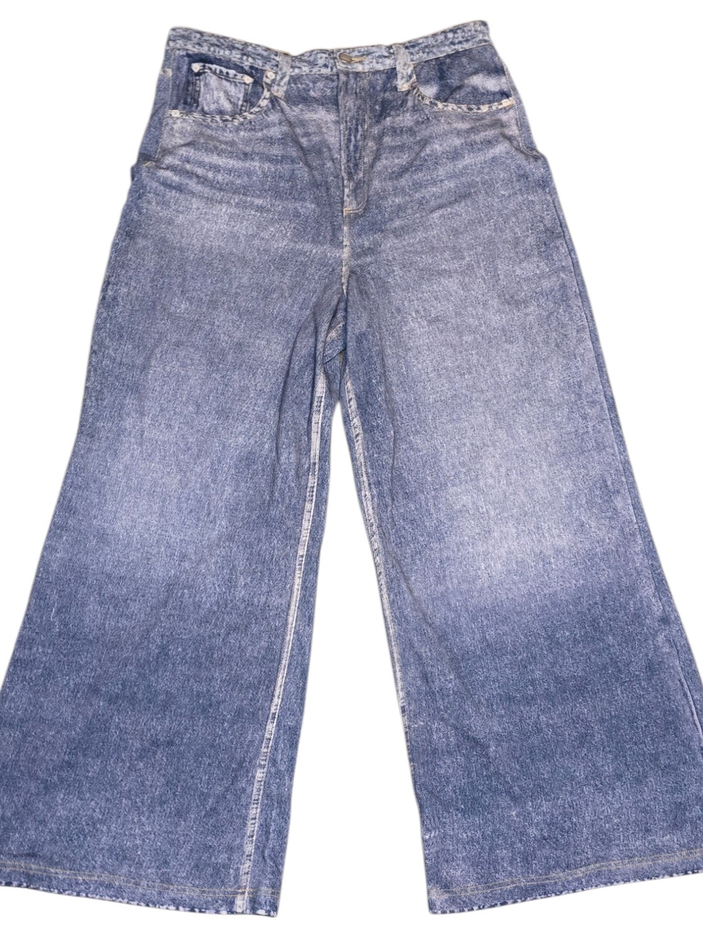 City Blues Wide Leg Denim Jogger Pants Womens Size 16 Acid Wash Lounge Jeans